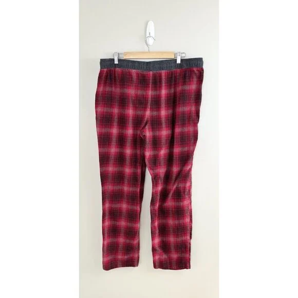 Eddie Bauer Pajama Pants Mens Size XL Red Plaid Flannel Pull‎ On Lounge - Picture 2 of 7